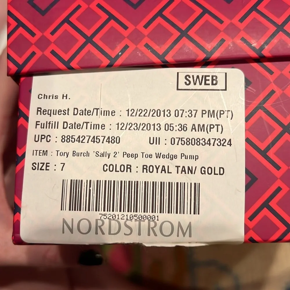 NWT Tory Burch Royal Tan Wedge Size 7